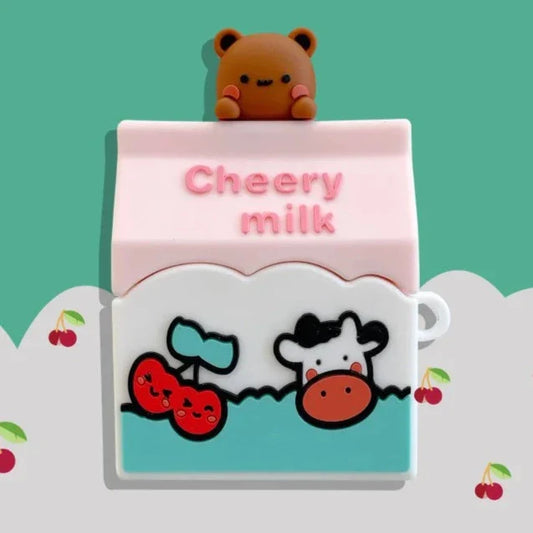 "Cheery" Cherry Milk Bear AirPods Case