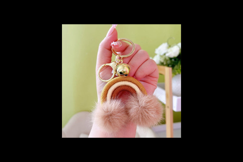 Fluff Ball Rainbow Keychain