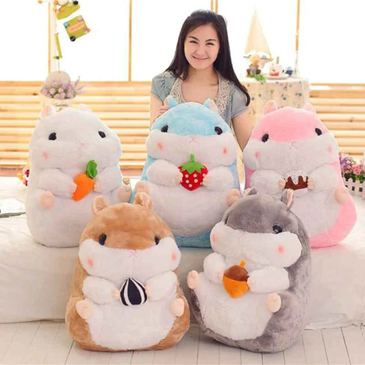 Kawaii Hamster Plush Toy (15.0/21.7 in) - Cute Mouse Doll Holding Snacks Gift