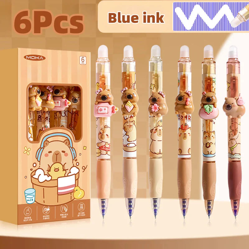 Cute Capy Buddies Erasable Gel Pen 6pcs