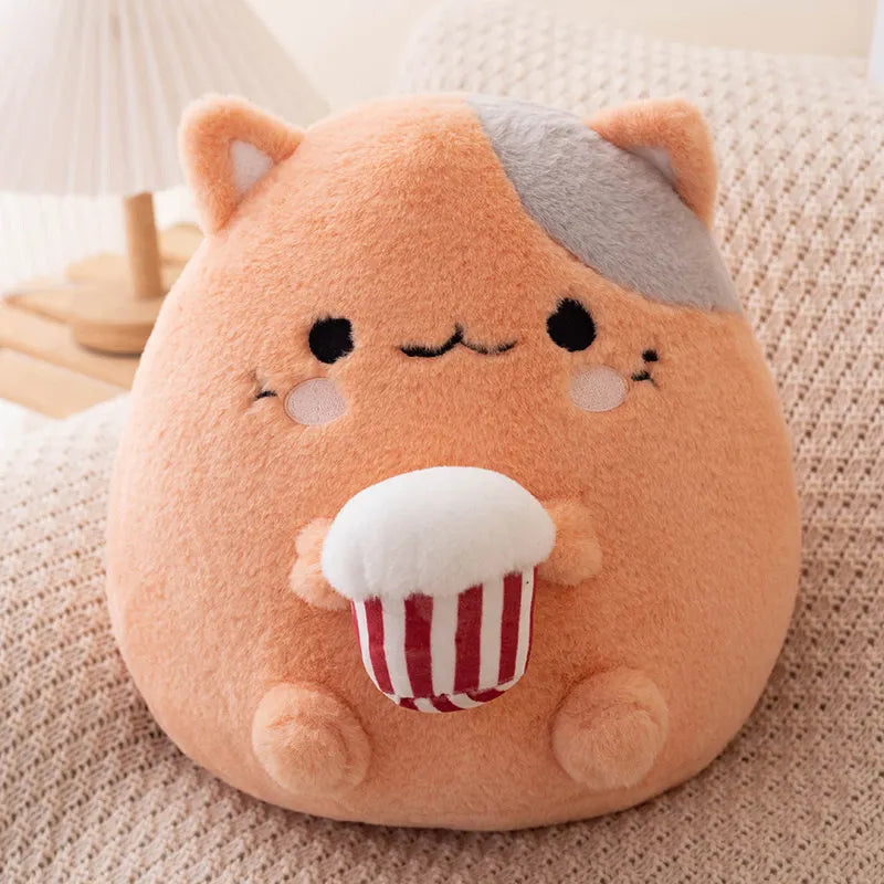 Strawberry Cow & Popcorn Cat Plushies