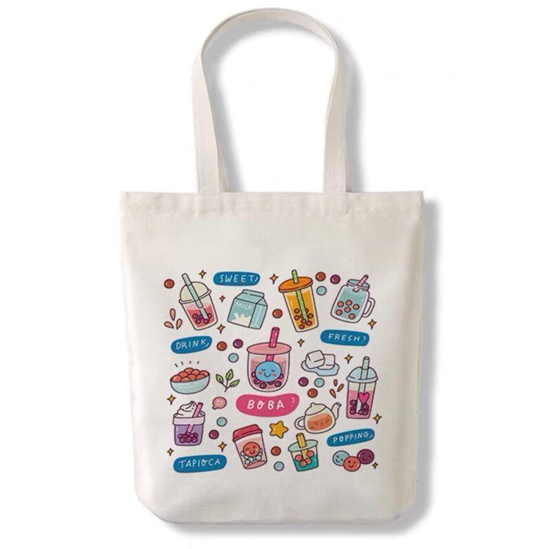 Boba Tote Bag – Lightweight Canvas Bag with Keychain & Pin