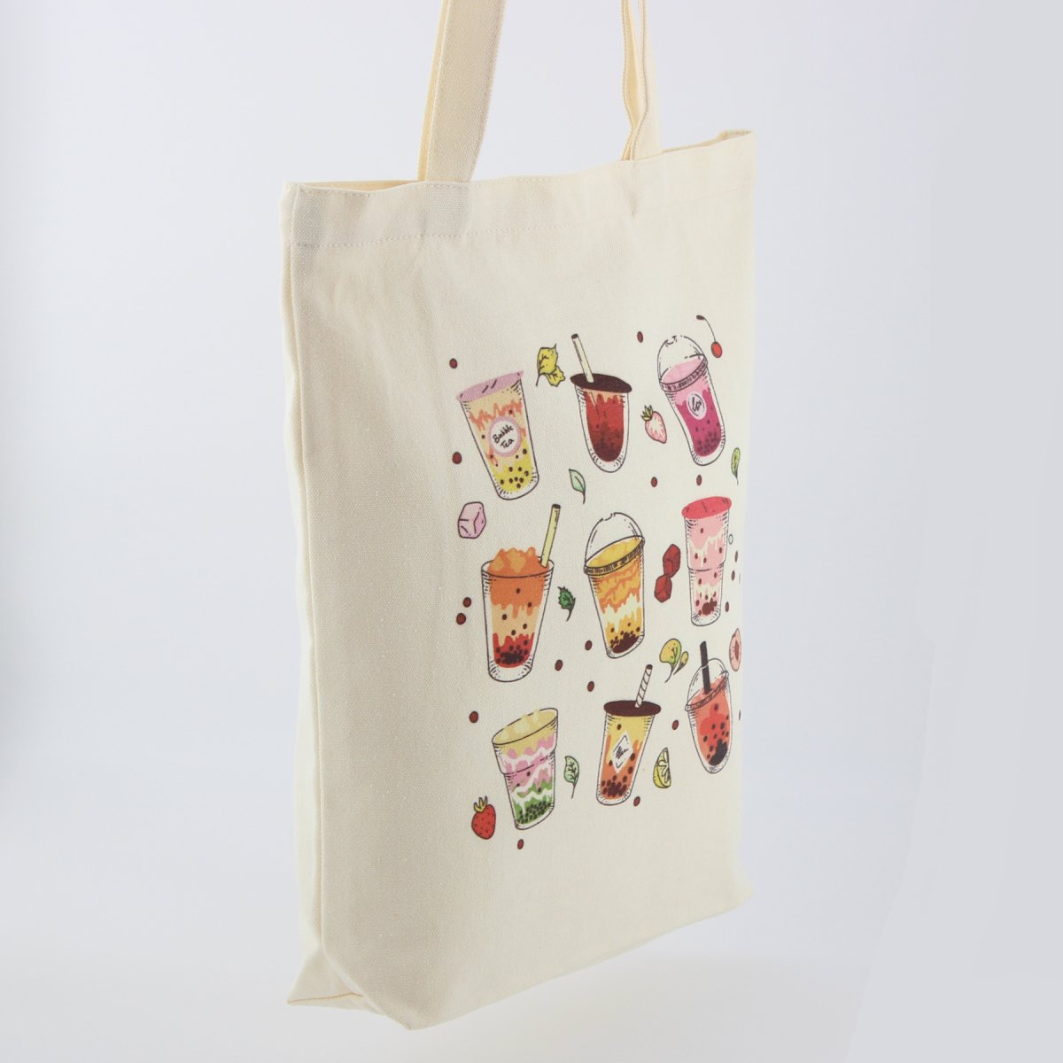 Boba Tote Bag, Graphic Printed Bubble Tea Canvas Handbag, Everyday Reusable Shopping Accessory, Birthday Gift For Her