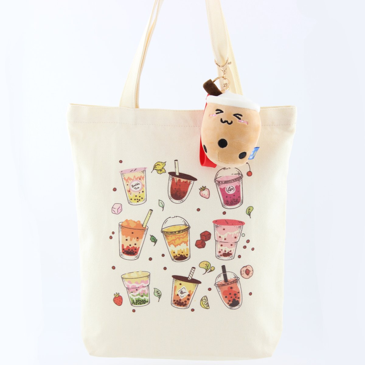 Boba Tote Bag, Graphic Printed Bubble Tea Canvas Handbag, Everyday Reusable Shopping Accessory, Birthday Gift For Her