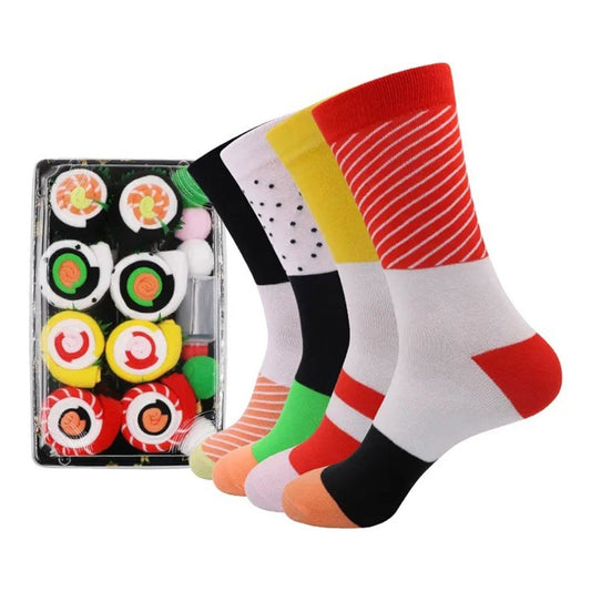 Sushi Socks Gift Set – 4 Pairs of Funny Novelty Socks in Box