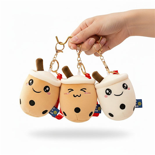 Soft Fabric Boba Keychain 3 Pack Kawaii Bag Charm Accessory